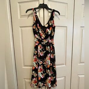 Lindy Bop Black Floral Surplice Dress